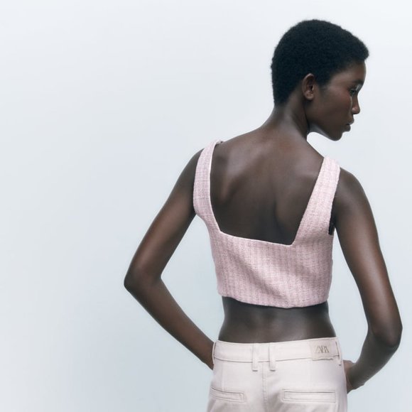 NWT ZARA TEXTURED COSET CROP TOP/ZARA SUMMER TOP - Picture 4 of 7
